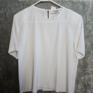 Corte Ingles Boutique Women's white blouse sz Med shoulder pads Vtg New
